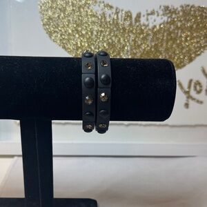 Black Studded Bracelet with Rhinestones